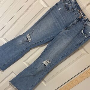 Seven7 Light Blue Distressed Flare Jeans